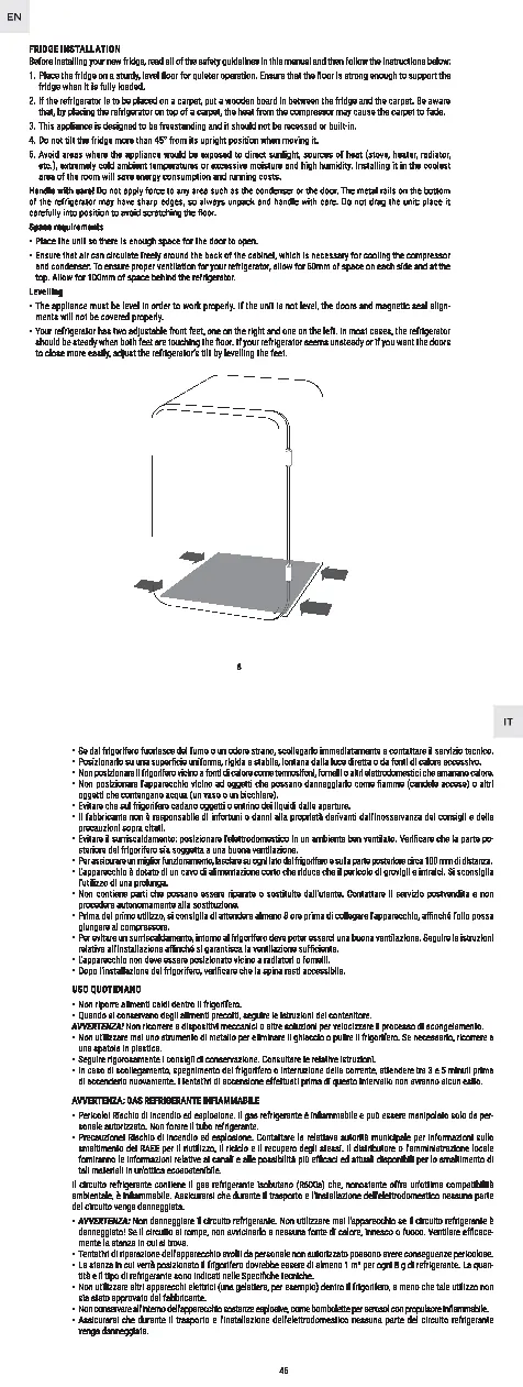 Instrukcja poziomowania lodówki
