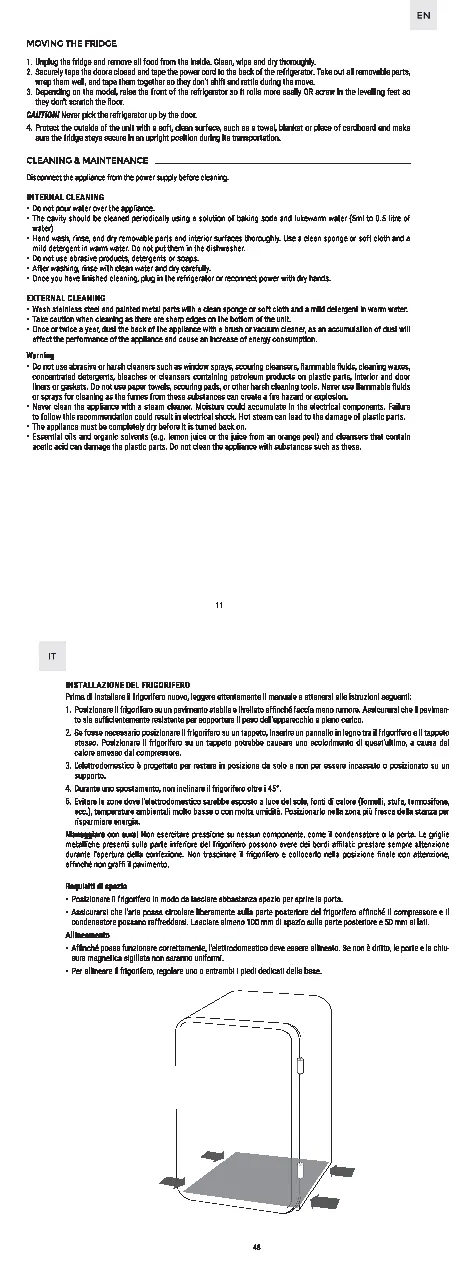 Wymagania dotyczące przestrzeni wokół lodówki