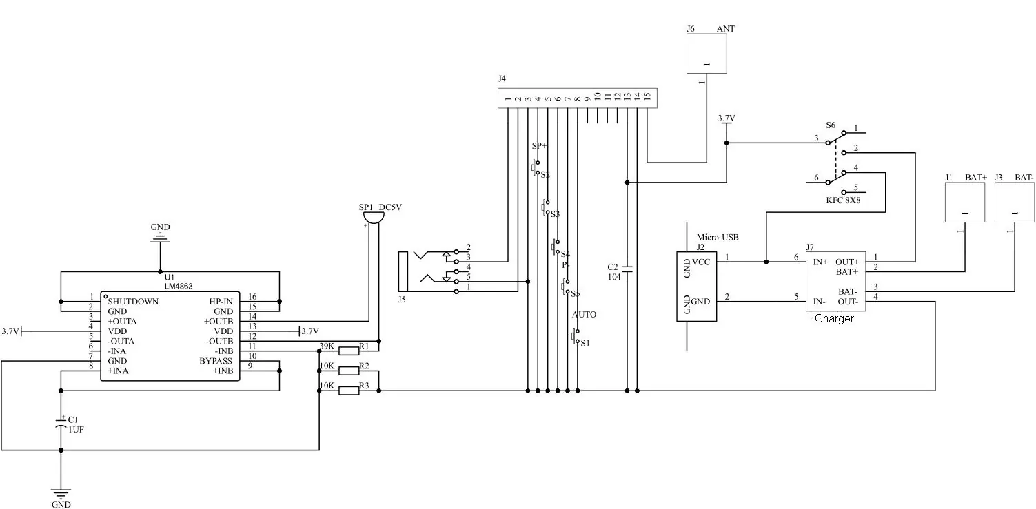 Schemat ideowy układu elektronicznego odbiornika FM.