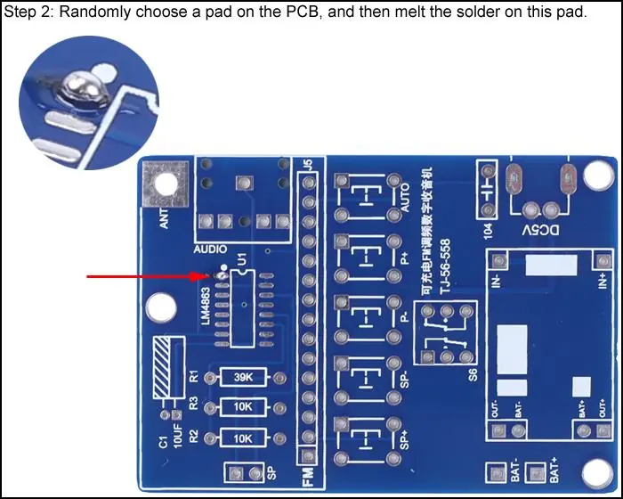Przygotowanie pola lutowniczego na płytce PCB.