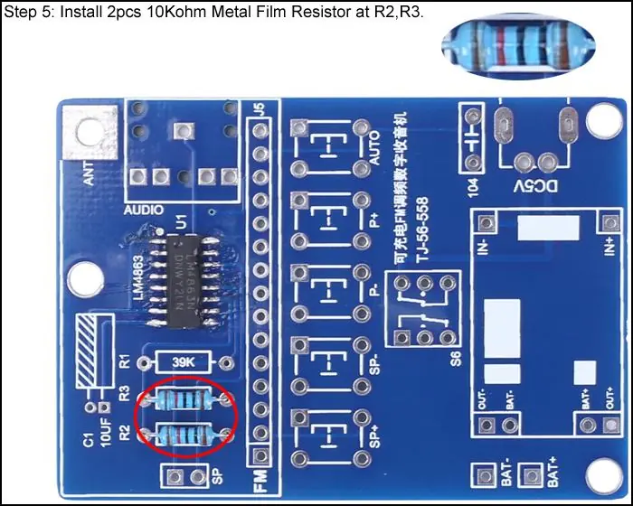 Montaż rezystorów 10k Ohm w miejscach R2 i R3.