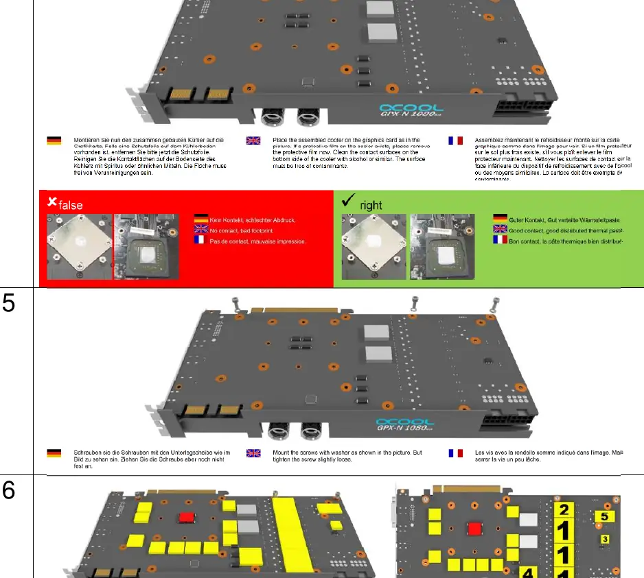 Instrukcja montażu bloku wodnego na karcie graficznej oraz weryfikacja poprawnego rozprowadzenia pasty termoprzewodzącej.
