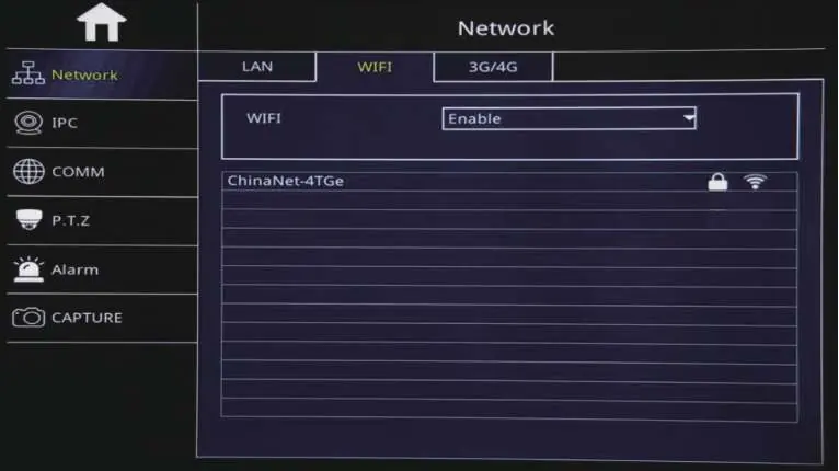 Menu konfiguracji WIFI