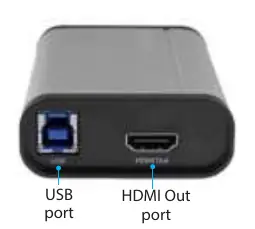 Widok tylny urządzenia z portem USB oraz HDMI Out