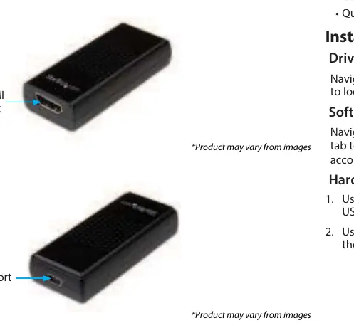 Schemat urządzenia z widokiem portów HDMI oraz Mini USB.