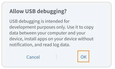 Komunikat debugowania USB