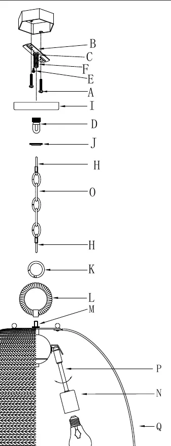 Rysunek techniczny elementów lampy
