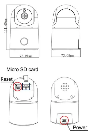 Lokalizacja przycisku Reset, slotu karty Micro SD oraz portu zasilania