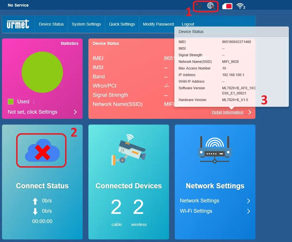 Strona główna zarządzania routerem 4G/WiFi