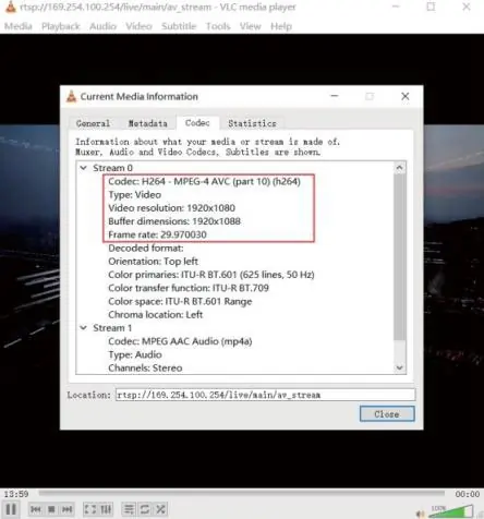 Informacje o kodeku w VLC