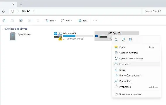 Formatowanie dysku USB w systemie Windows