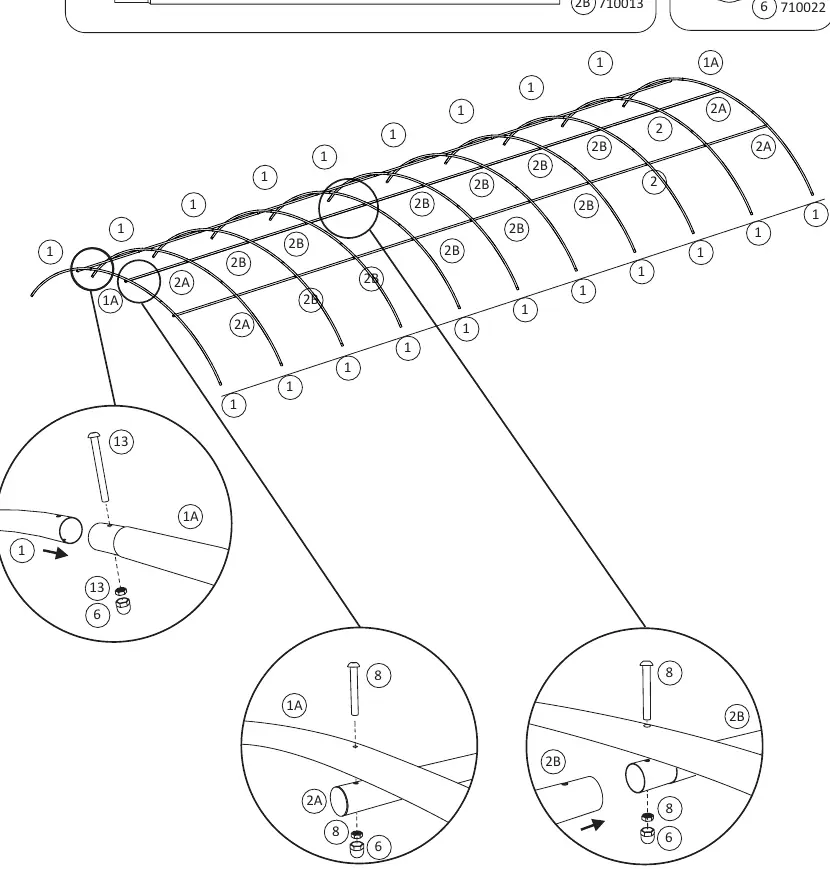 Montaż łuków konstrukcyjnych (Krok 1)