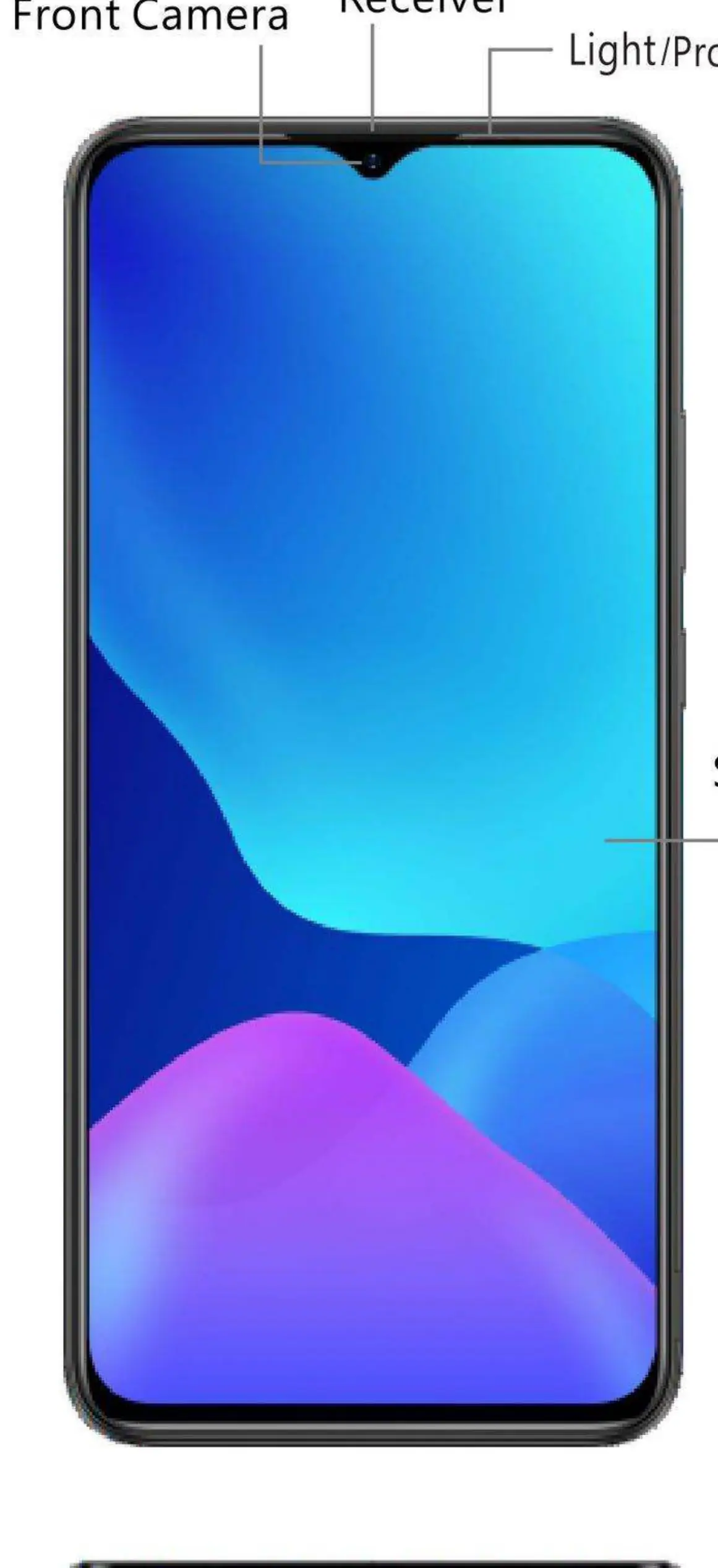 Schemat przedniej części smartfona Ulefone Note 10P