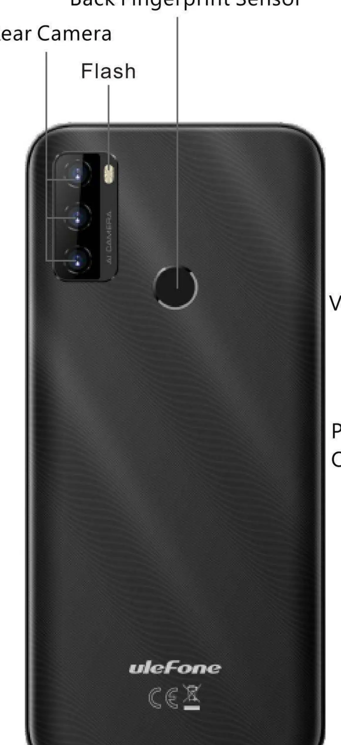 Schemat tylnej części smartfona Ulefone Note 10P