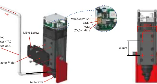 Schemat instalacji modułu na maszynie Jinsoku LC-60A/LE-1620