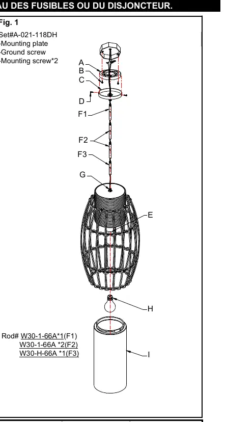 Schemat montażu elementów lampy