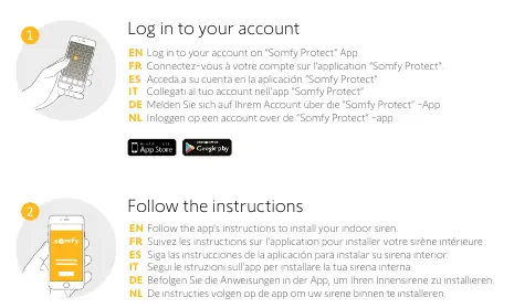 Kroki instalacji syreny w aplikacji Somfy Protect