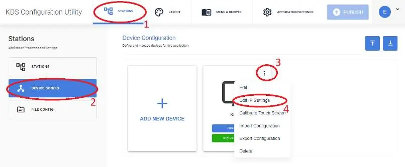 Nawigacja do ustawień IP w KDS Configuration Utility