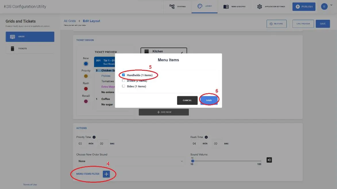 Włączanie filtra pozycji menu