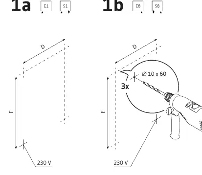 Wyznaczanie punktów montażowych i wiercenie otworów (10 mm)