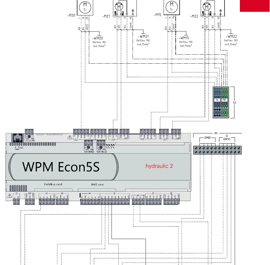 Schemat podłączeń sterownika WPM Econ5S (wariant 2).