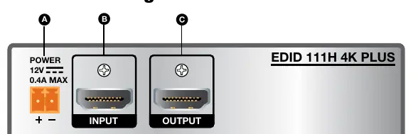 Panel tylny urządzenia z portami zasilania i HDMI