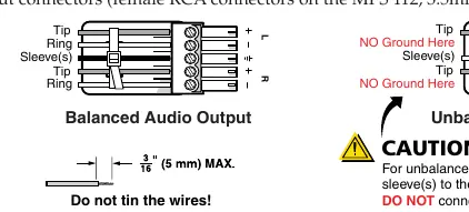 Schemat podłączenia wyjść audio