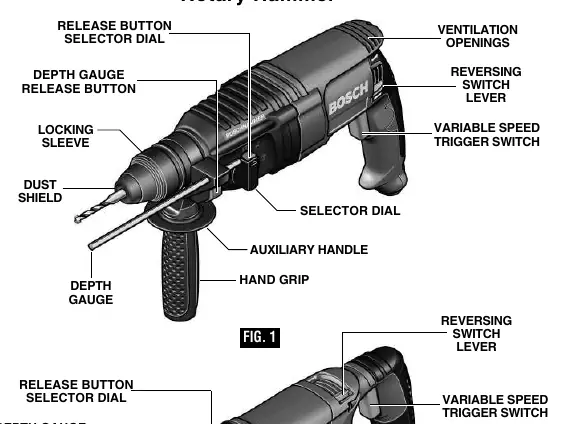 Schemat budowy młotowiertarki Bosch 11253VSR/11255VSR