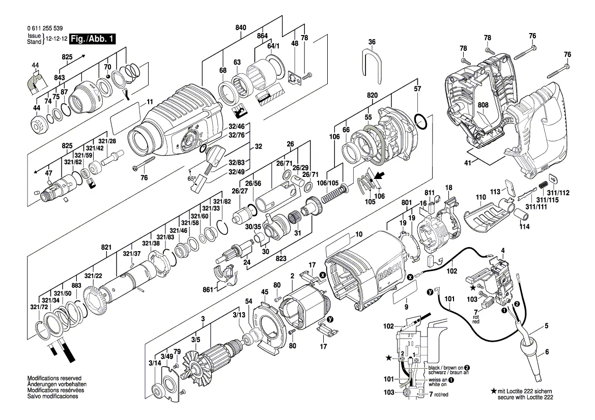 Schemat montażowy młotowiertarki Bosch 11255VSR (Fig. 1)