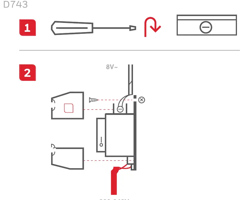 Schemat podłączenia transformatora Honeywell D743