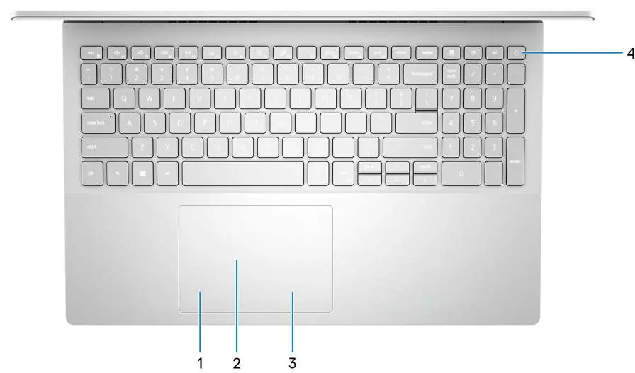 Widok z góry: klawiatura i touchpad