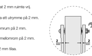 Szczegół montażu widełek z zachowaniem 2 mm odstępu