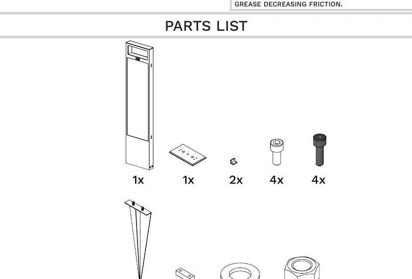 Lista części montażowych