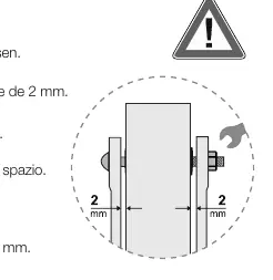 Szczegół montażu widelca z zachowaniem 2 mm odstępu