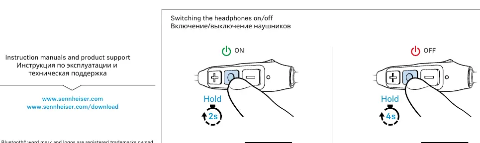 Procedura parowania słuchawek z urządzeniem Bluetooth.