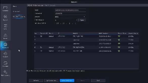 Menu konfiguracji Wi-Fi dla kamer IPC