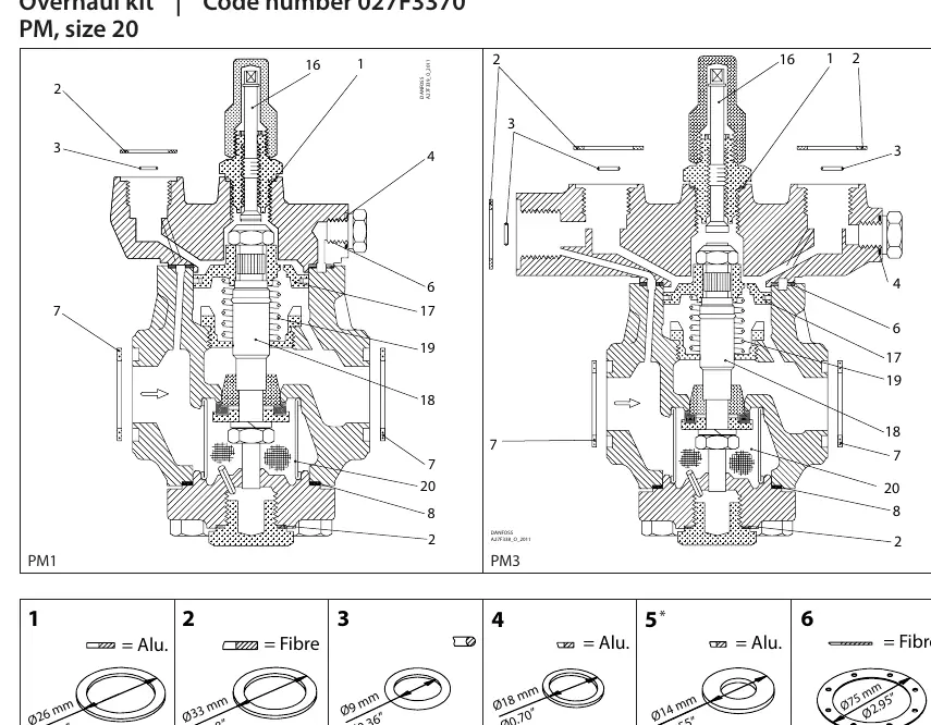 Schemat budowy zaworów PM1 i PM3
