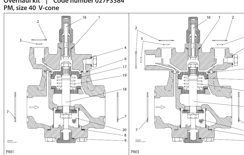 Schemat budowy zaworów PM1 i PM3