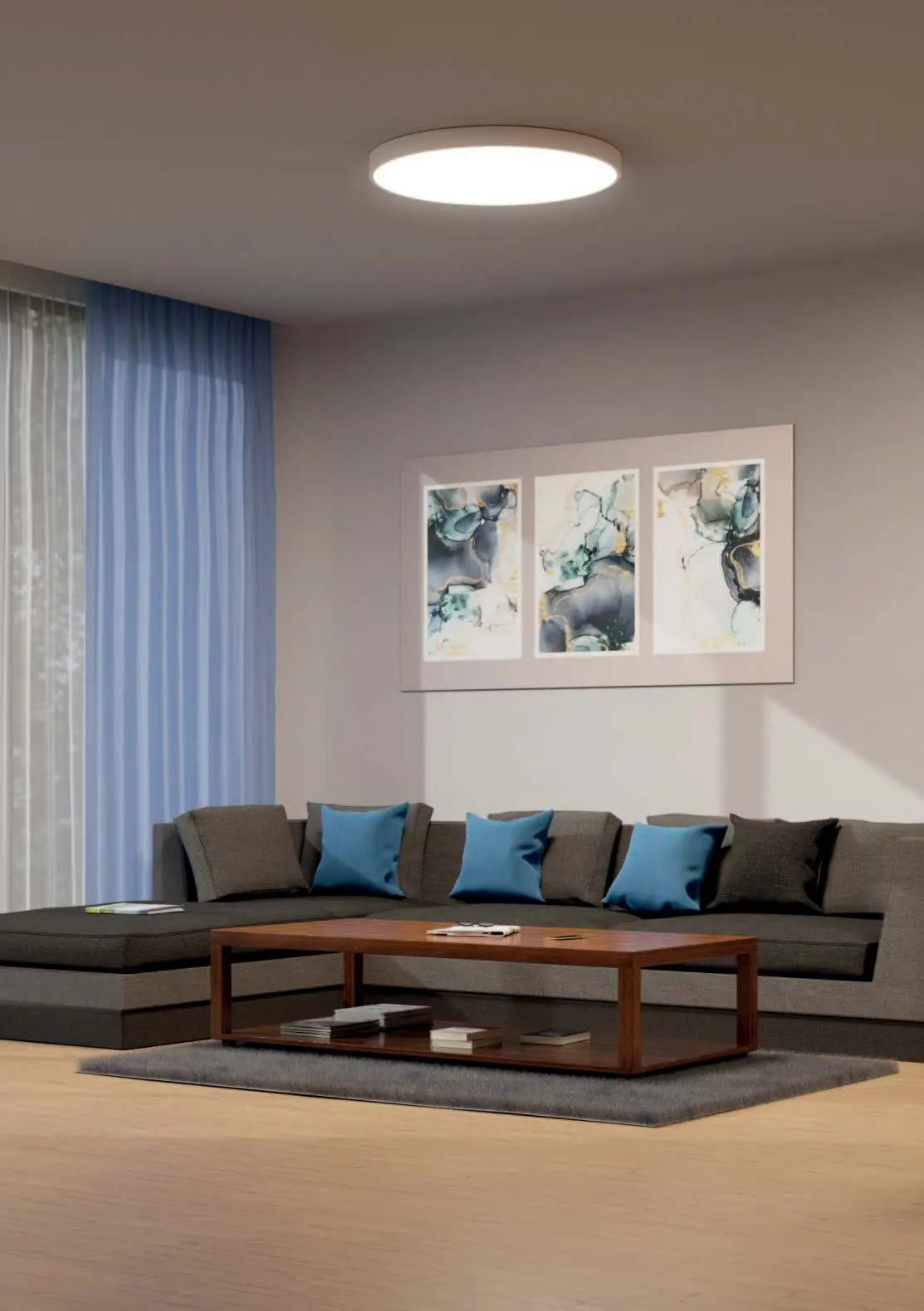 Lampa sufitowa Mono Slim w salonie