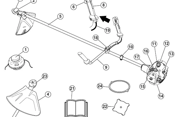 Schemat budowy wykaszarki Husqvarna 129R
