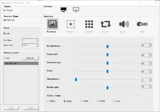 Interfejs aplikacji Remote Terminal