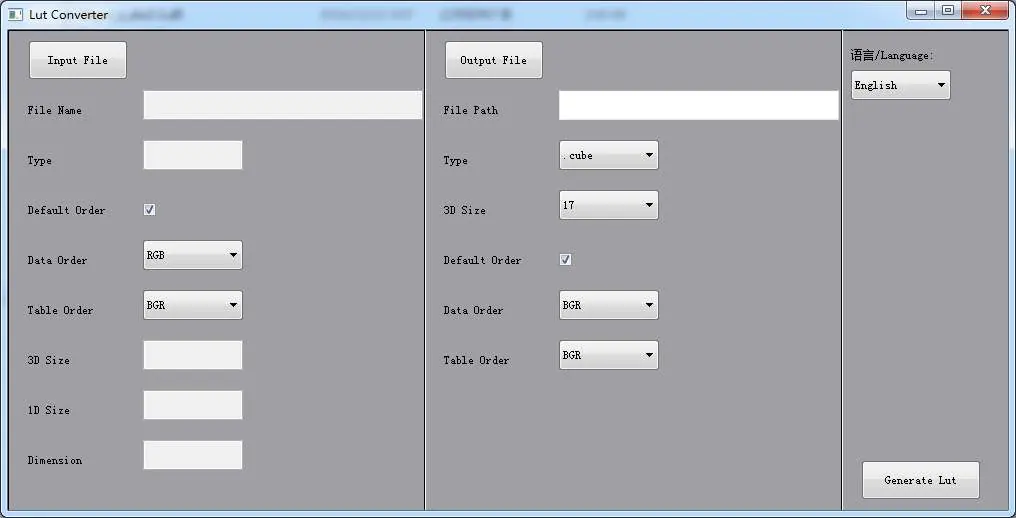 Interfejs narzędzia Lut Tool