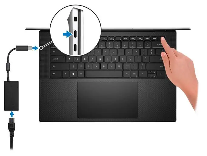 Podłączanie zasilacza do portu USB-C