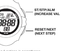 Schemat przycisków zegarka Timex Marathon Digital