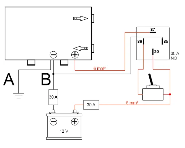 Schemat podłączenia elektrycznego 12V