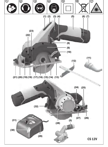 Schemat budowy pilarki Dremel CS 12V