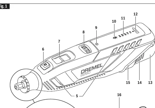 Schemat budowy narzędzia Dremel 8260