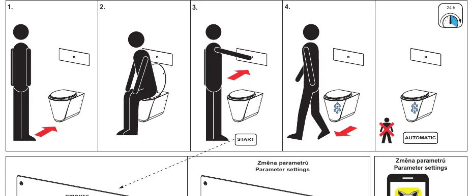 Schemat działania przycisku piezoelektrycznego i konfiguracji parametrów.