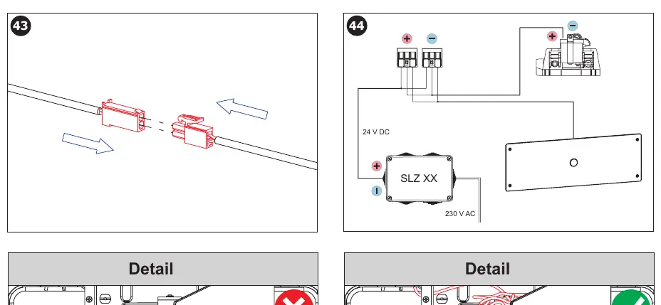 Schemat podłączenia elektrycznego 24 V DC.