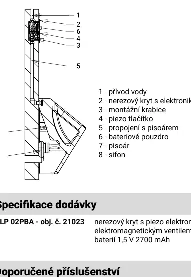 Schemat budowy i instalacji spłuczki Sanela SLP 02PBA